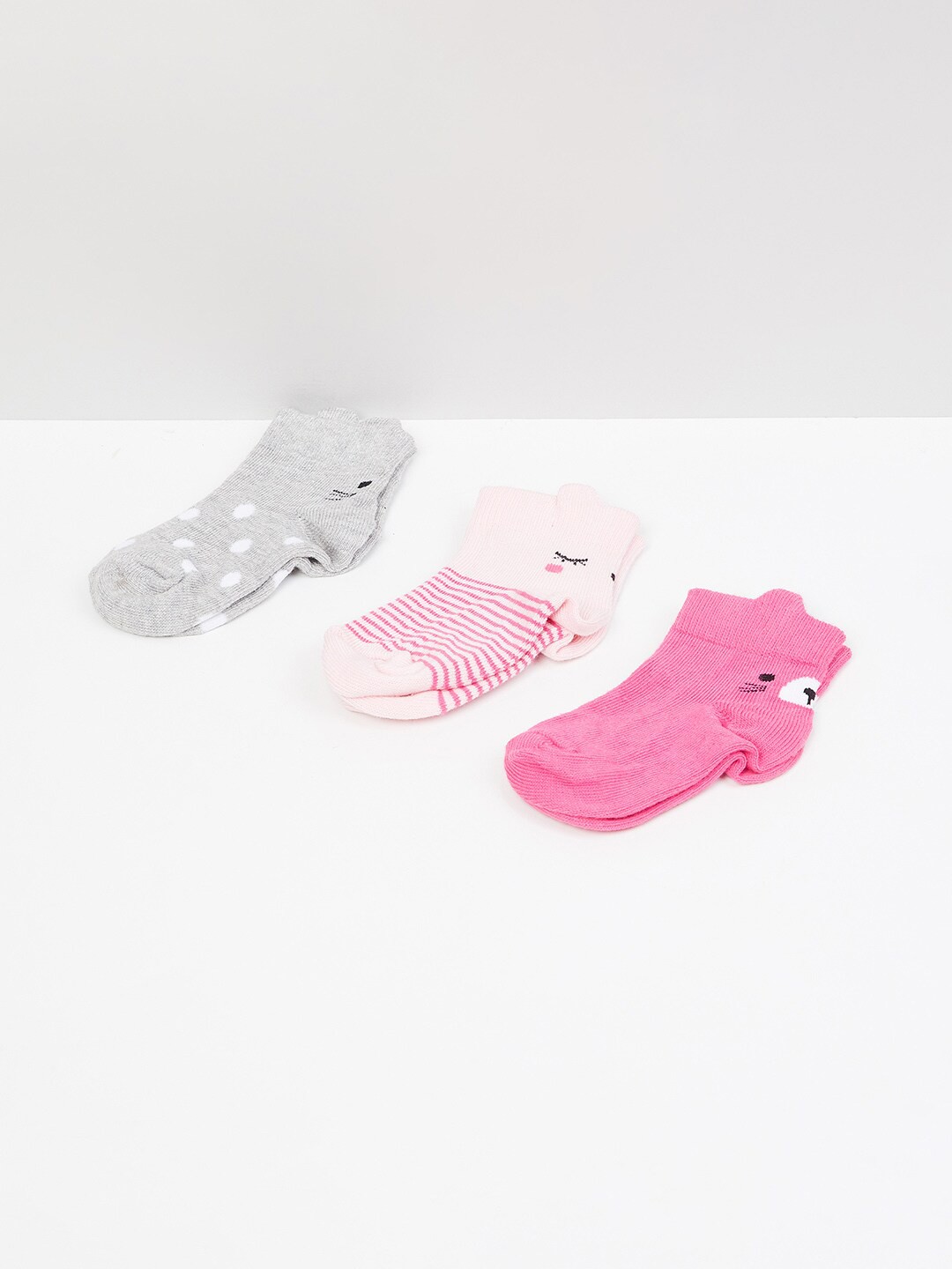 

max Set Of 3 Girls Printed Pure Cotton Ankle Length Socks, Multi