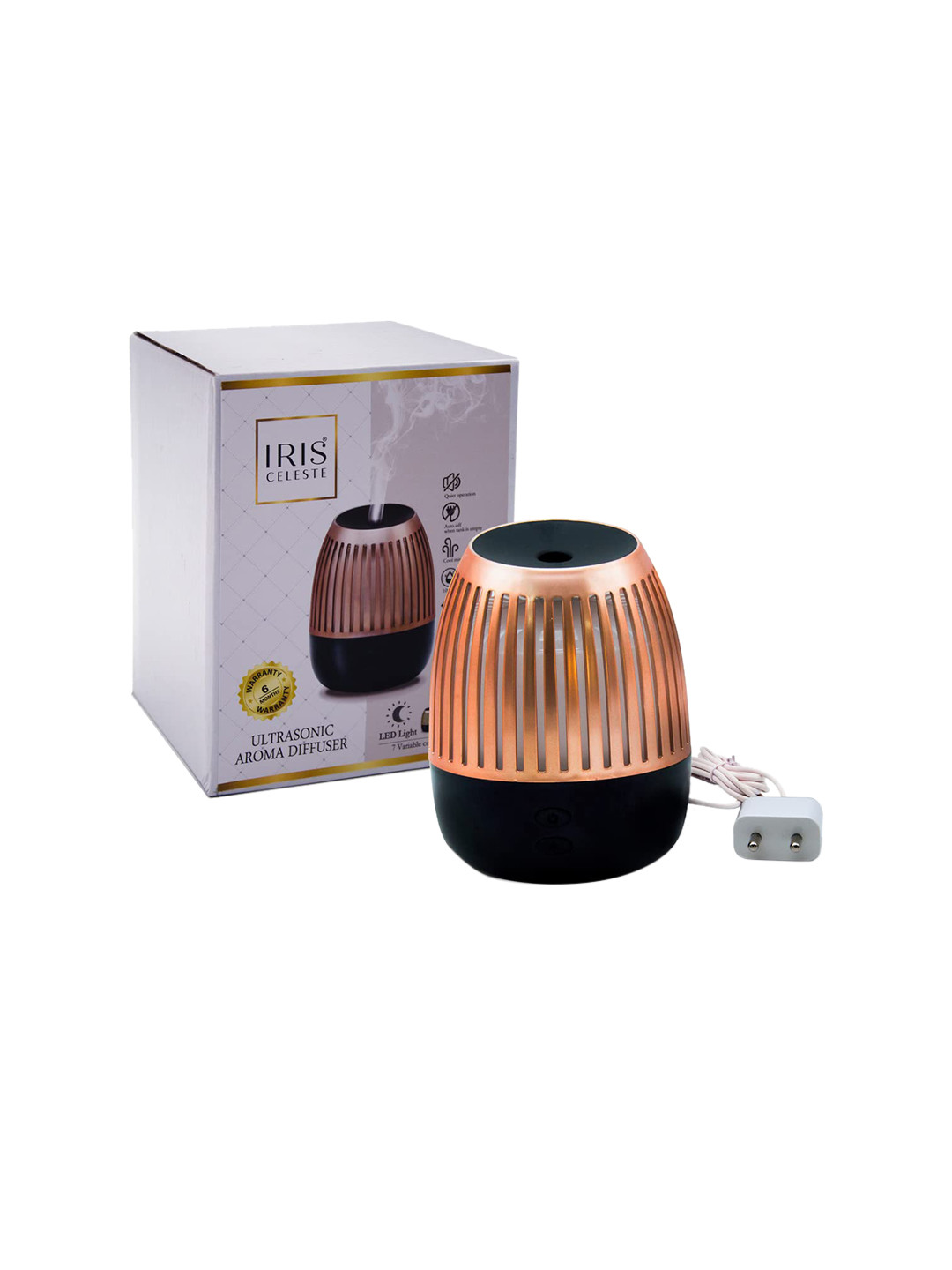 

Iris Celeste Ultrasonic Aroma Diffuser with Cool Mist and 7 Colors LED Light, Black