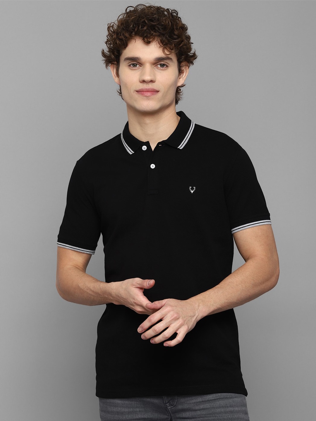 

Allen Solly Men Black Polo Collar T-shirt