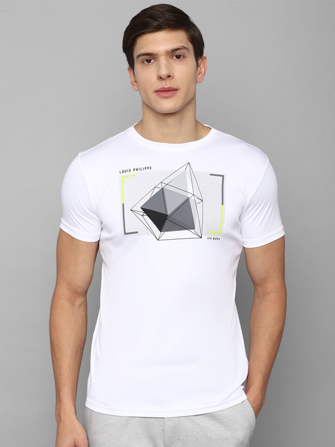 

Louis Philippe Sport Men White Typography Printed Applique Slim Fit T-shirt