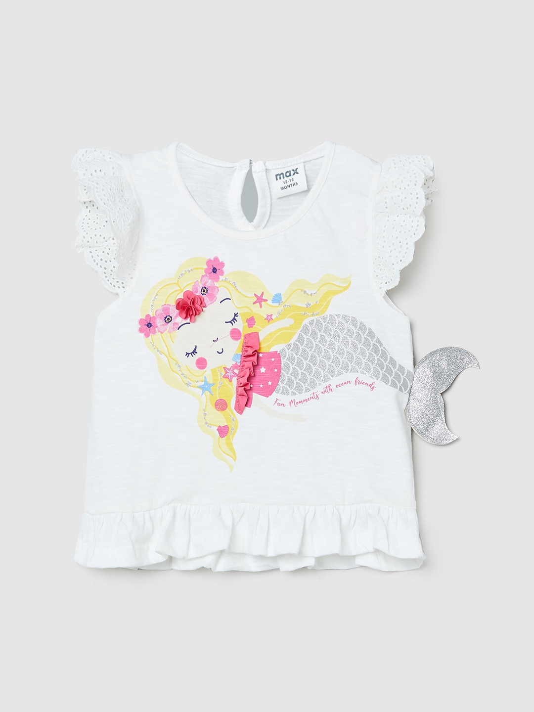 

max White Print Pure Cotton Top