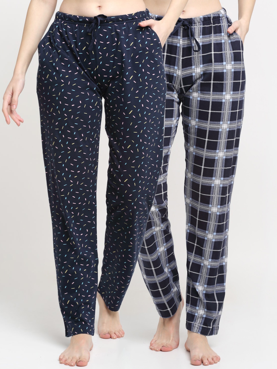 

Kanvin Women Pack Of 2 Navy blue Pure Cotton Lounge Pants