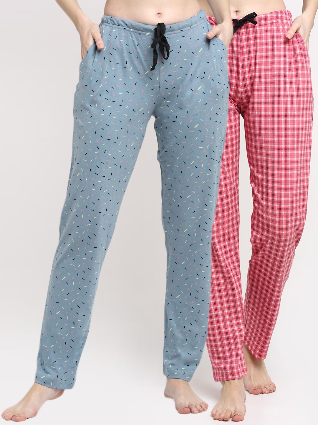 

Kanvin Women Pack Of 2 Pure Cotton Lounge Pants, Blue