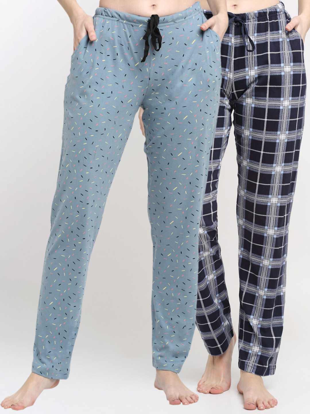 

Kanvin Women Pack Of 2 Pure Cotton Lounge Pants, Blue