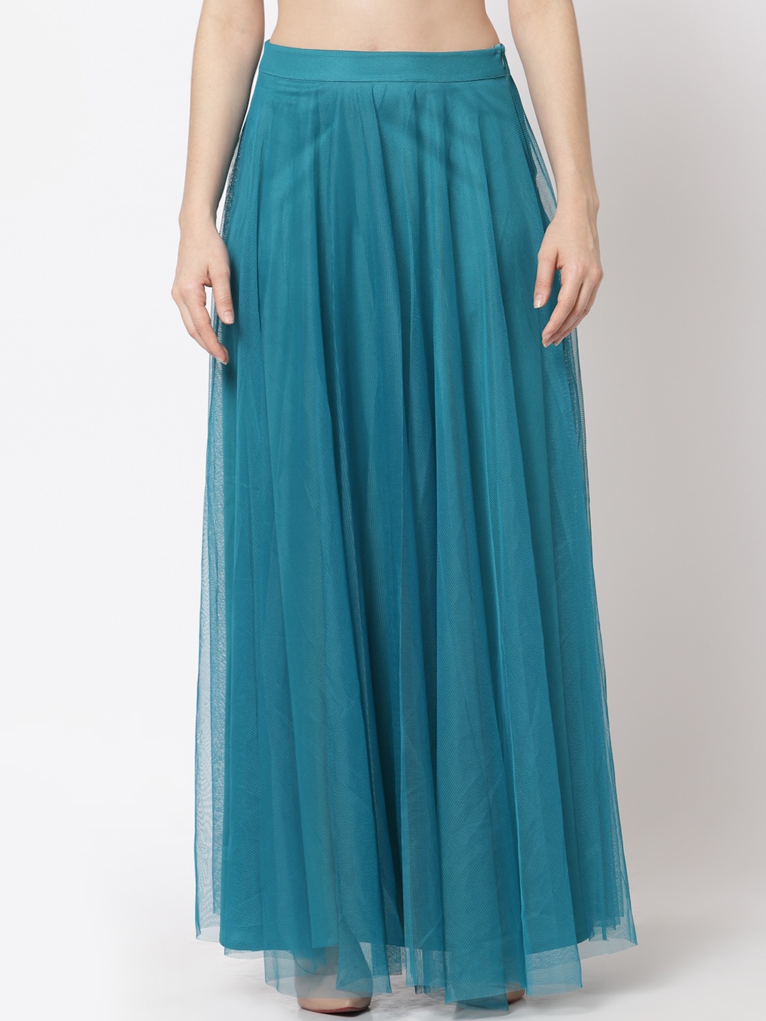 

Just Wow Women Teal Blue Solid Maxi Flared Skirts