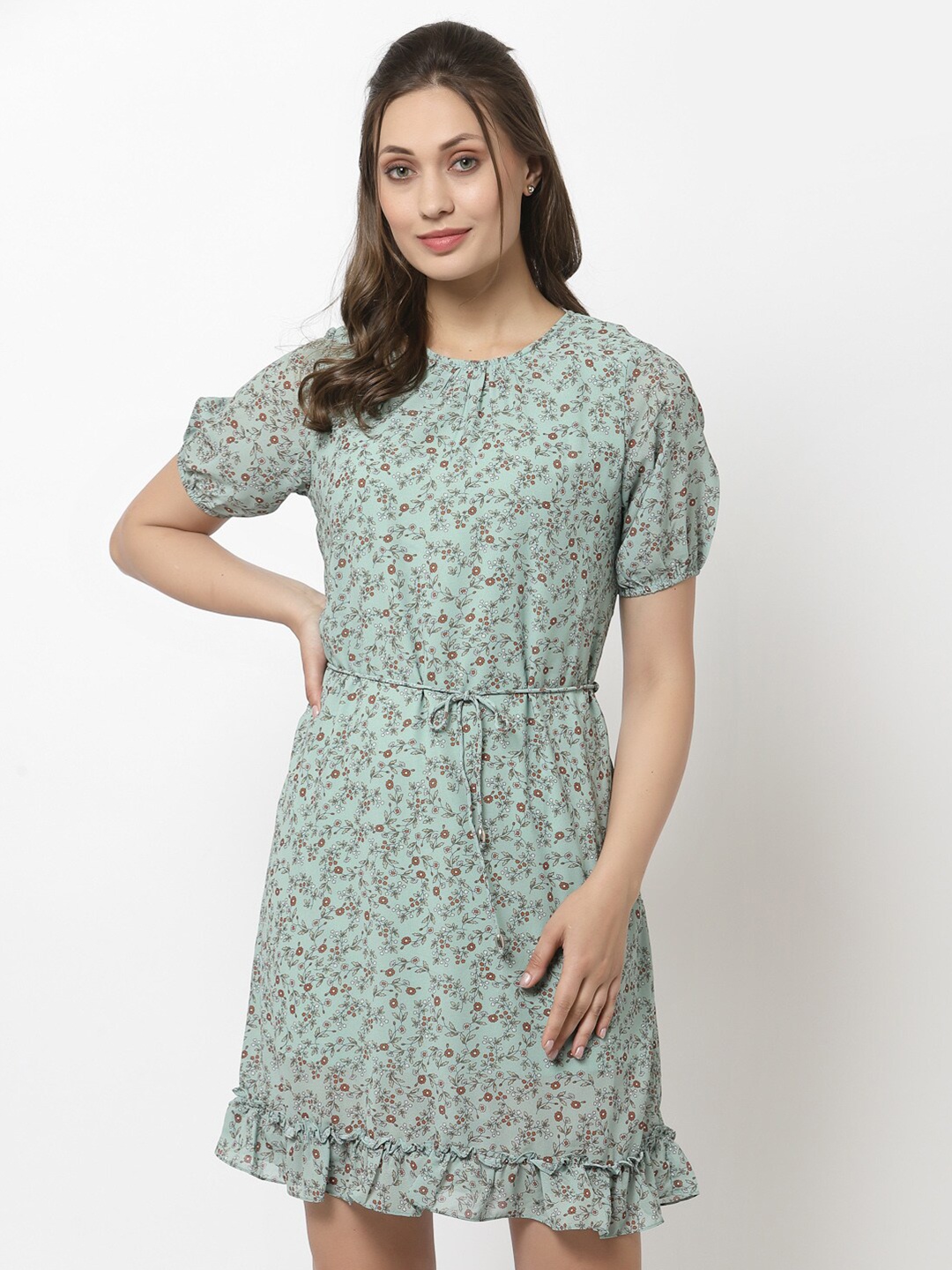 

Gipsy Green Floral Satin Dress