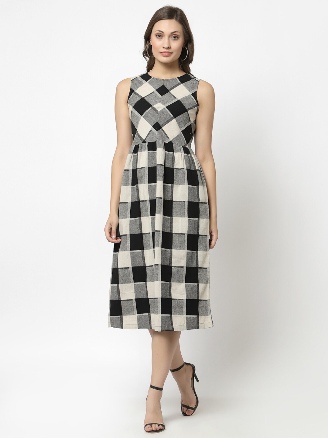 

Gipsy Black Checked Midi Dress