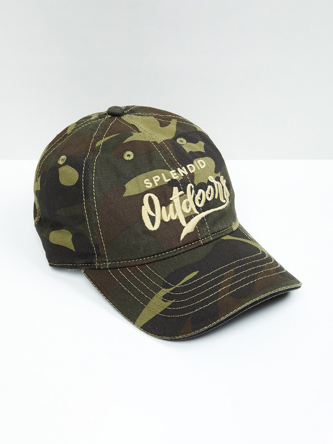 

max Men Olive Green Camouflage Printed Baseball Cap