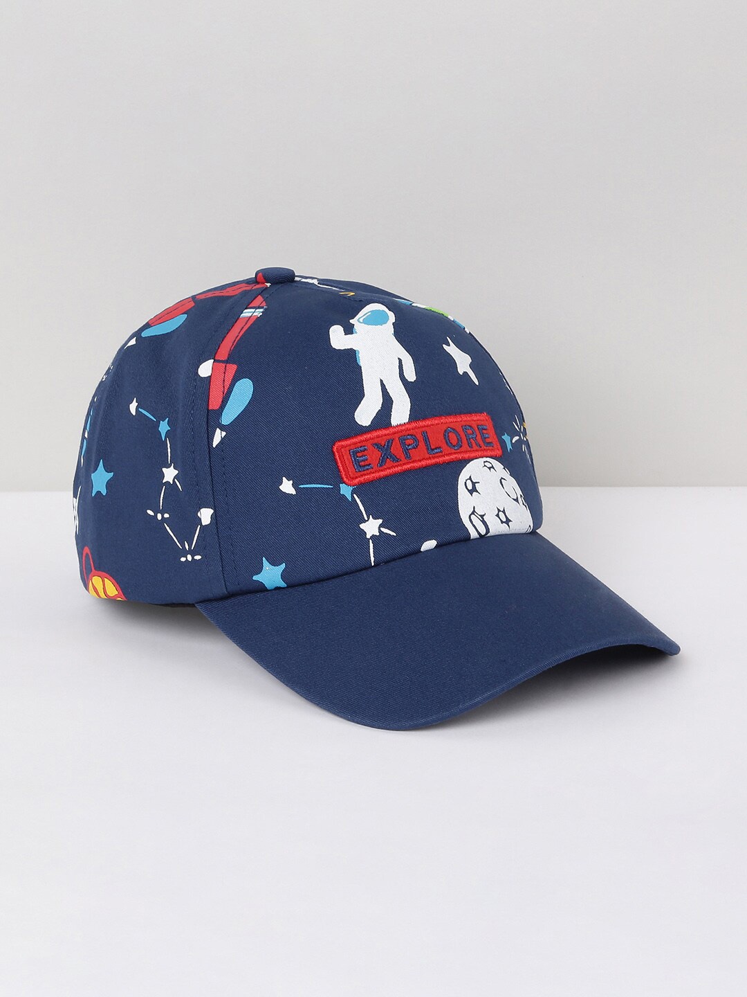 

max Boys Blue & White Printed Baseball Cap