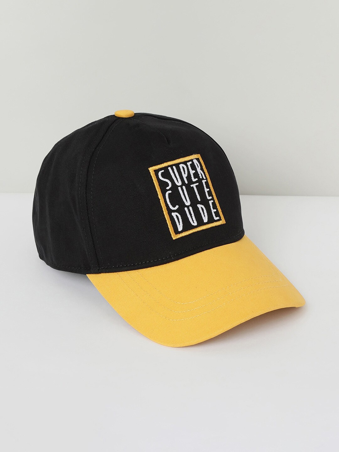 

max Boys Black & Yellow Embroidered Baseball Cap