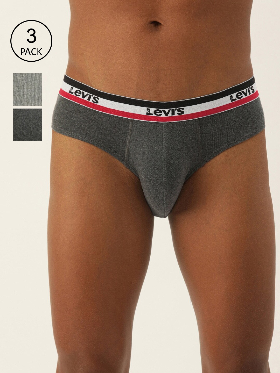 

Levis Men Pack of 3 Assorted Smartskin Technology Cotton Briefs with Tag Free Comfort-002A