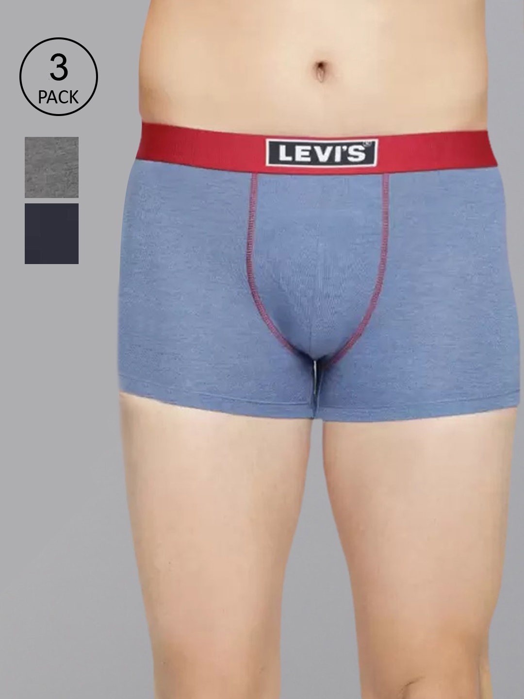 

Levis Men Pack Of 3 Assorted Smartskin Technology Cotton Trunks with Tag Free Comfort-036