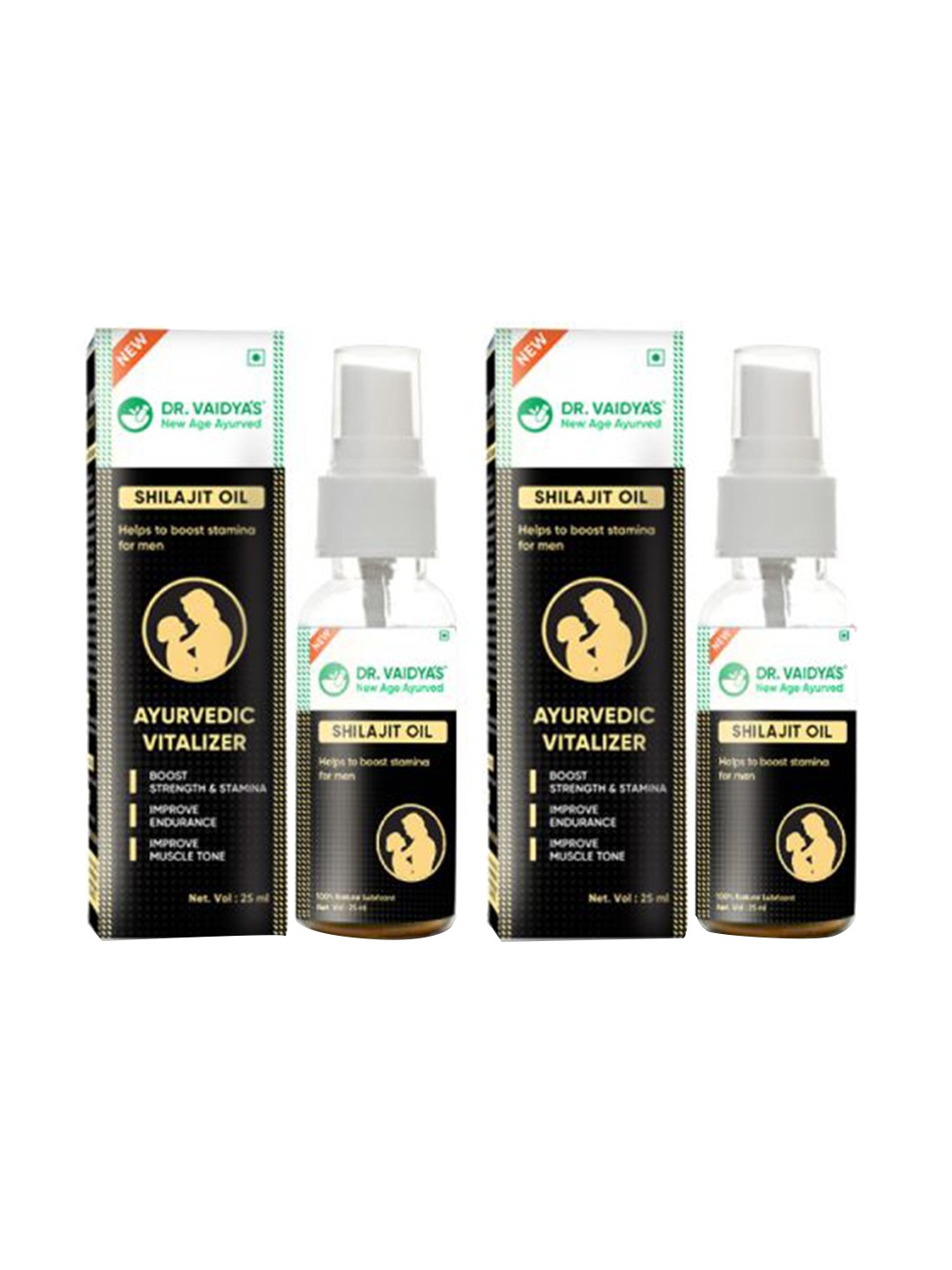

DR. VAIDYA'S Set of 2 Ayurvedic Vitalizer Shilajit Oil with Jaiphal - 25 ml Each, Black