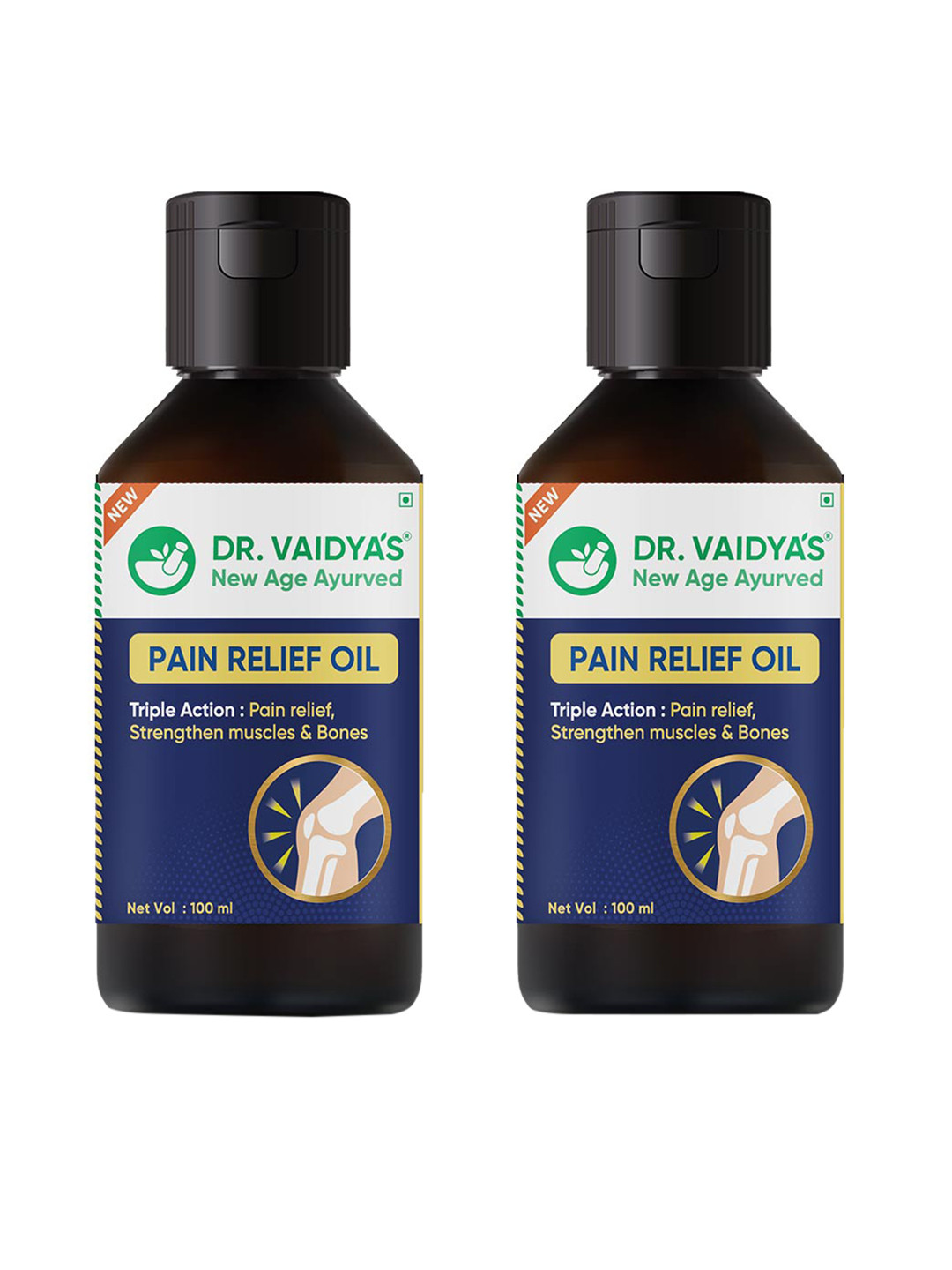 

DR. VAIDYA'S Set of 2 Triple Action Pain Relief Oil to Strengthen Muscles - 100 ml Each, Blue