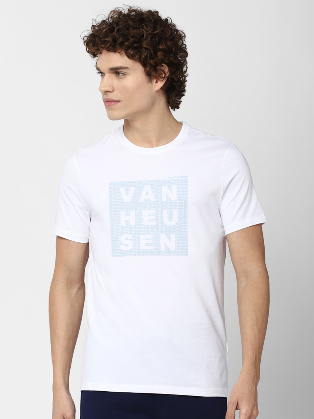 

Van Heusen Flex Yoga Typography Printed Applique Slim Fit Sports T-shirt, White