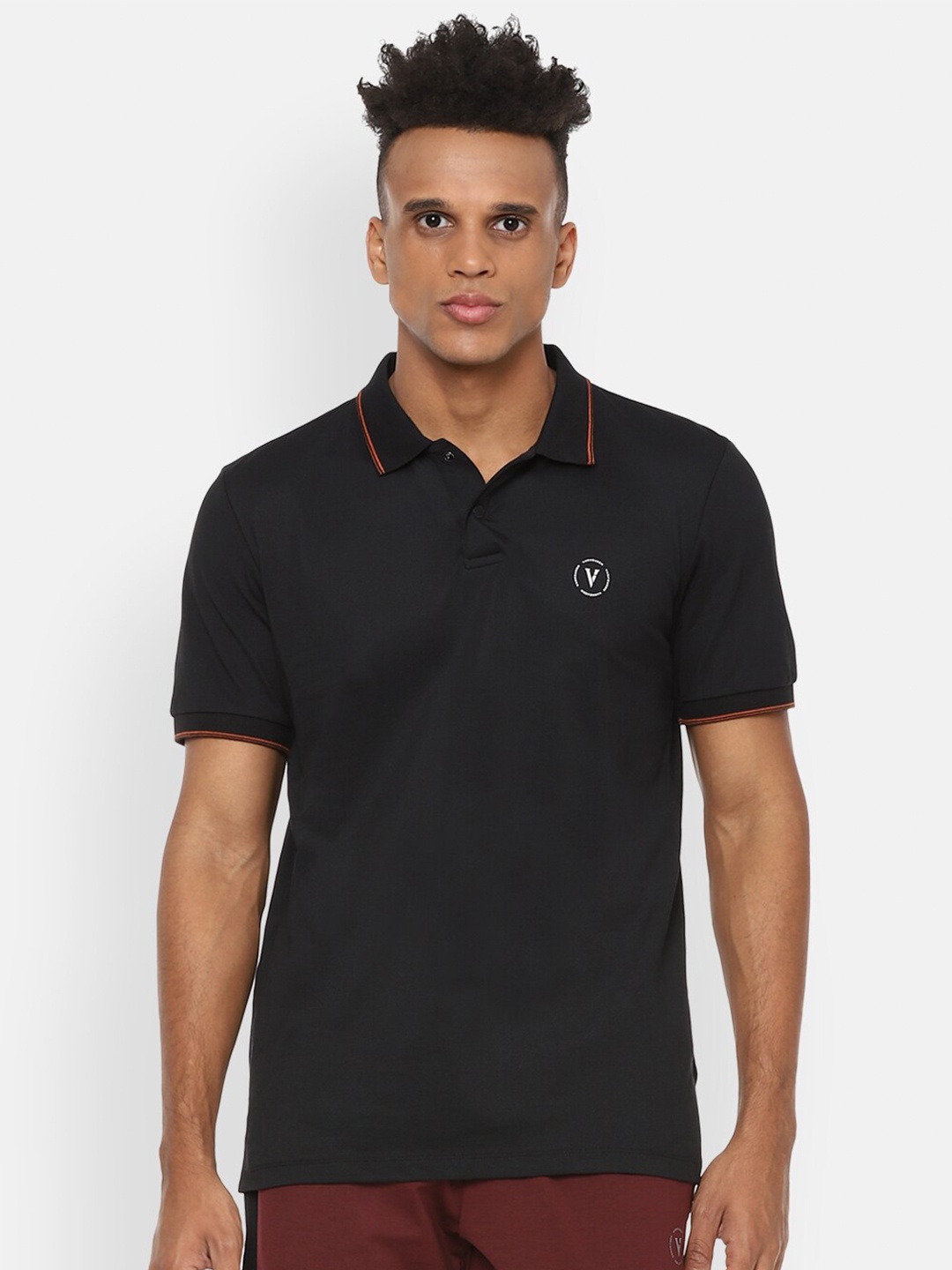 

Van Heusen Flex Men Black Polo Collar T-shirt
