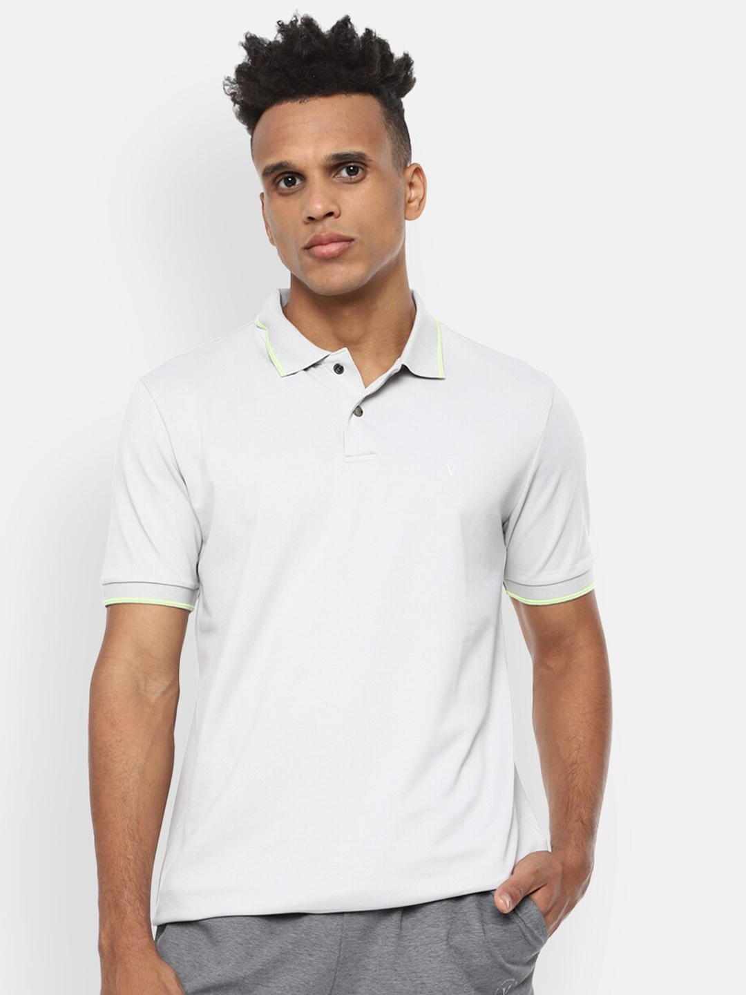 

Van Heusen Flex Men Polo Collar Applique Sports T-shirt, Grey