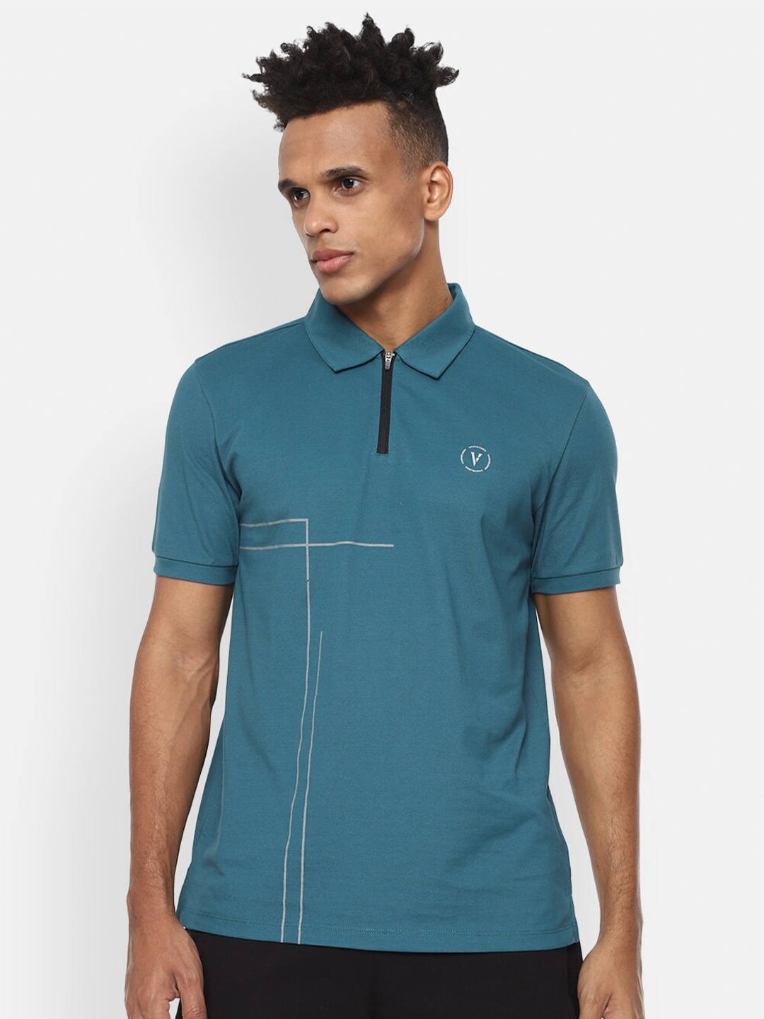 

Van Heusen Flex Men Blue Polo Collar T-shirt