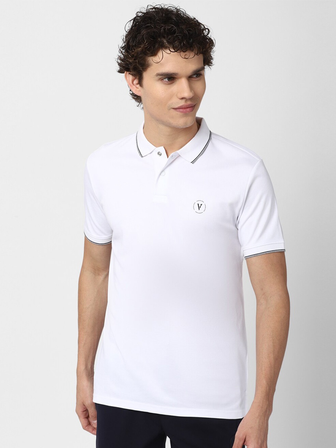 

Van Heusen Men White Polo Collar Applique T-shirt