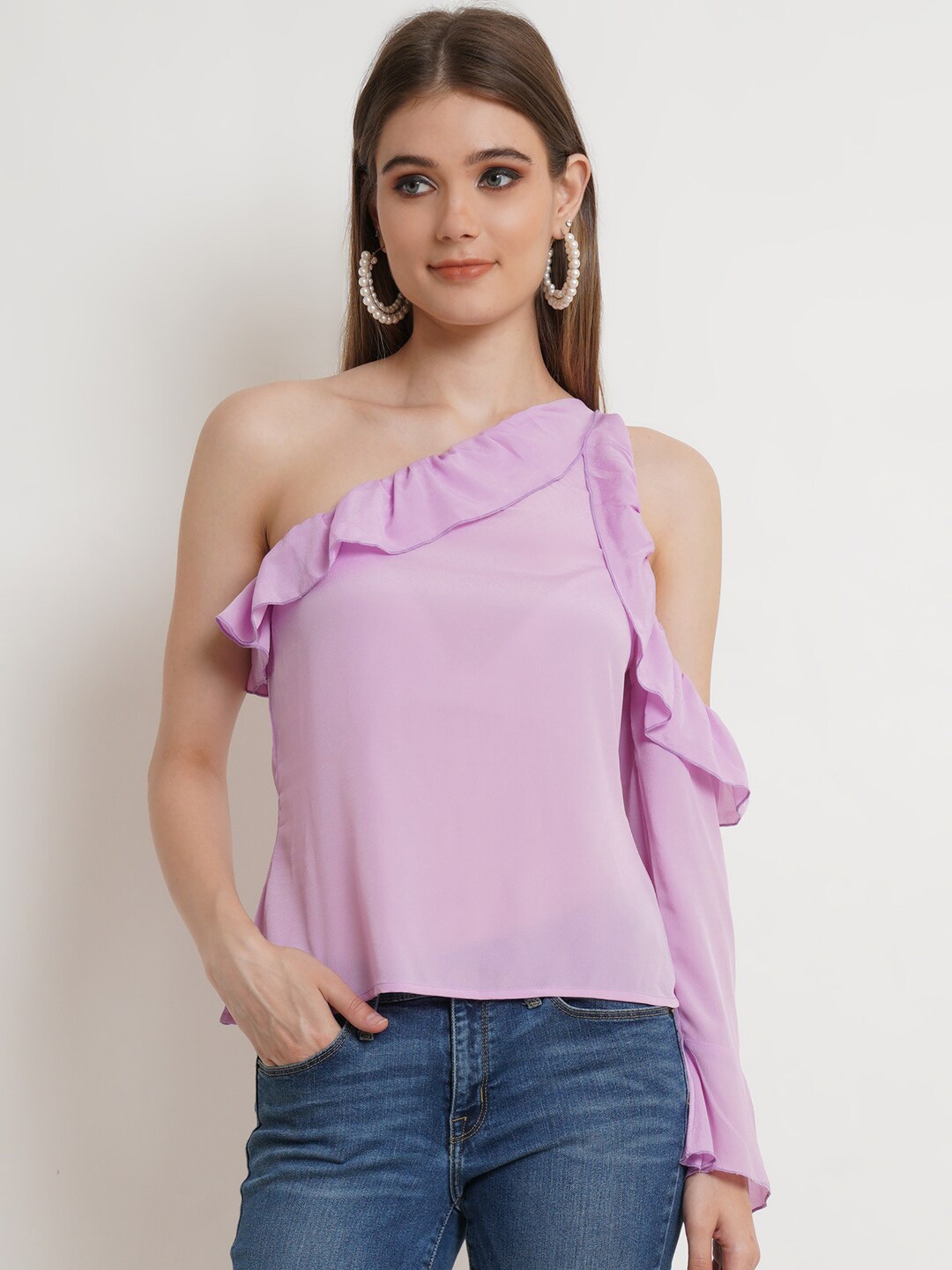 

DODO & MOA Pink Crepe Styled Back Top