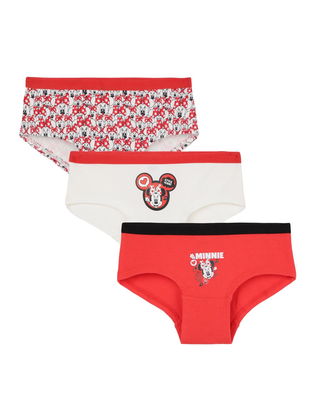 

Charm n Cherish Girls Pack Of 3 Printed Hipster Briefs GDHIPD7, Red