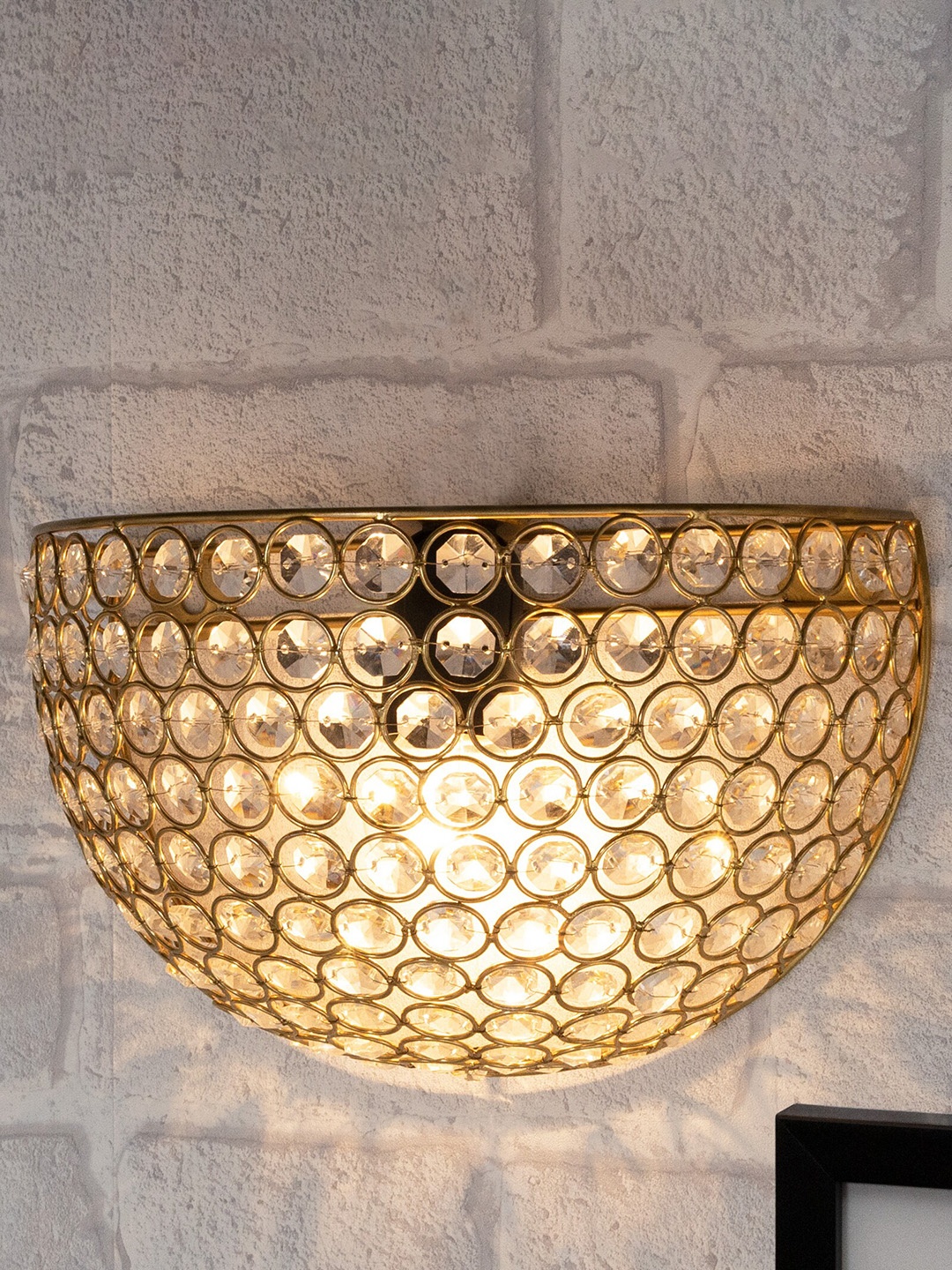 

Homesake Golden Crystal Round Wall Sconce Lamp, Gold