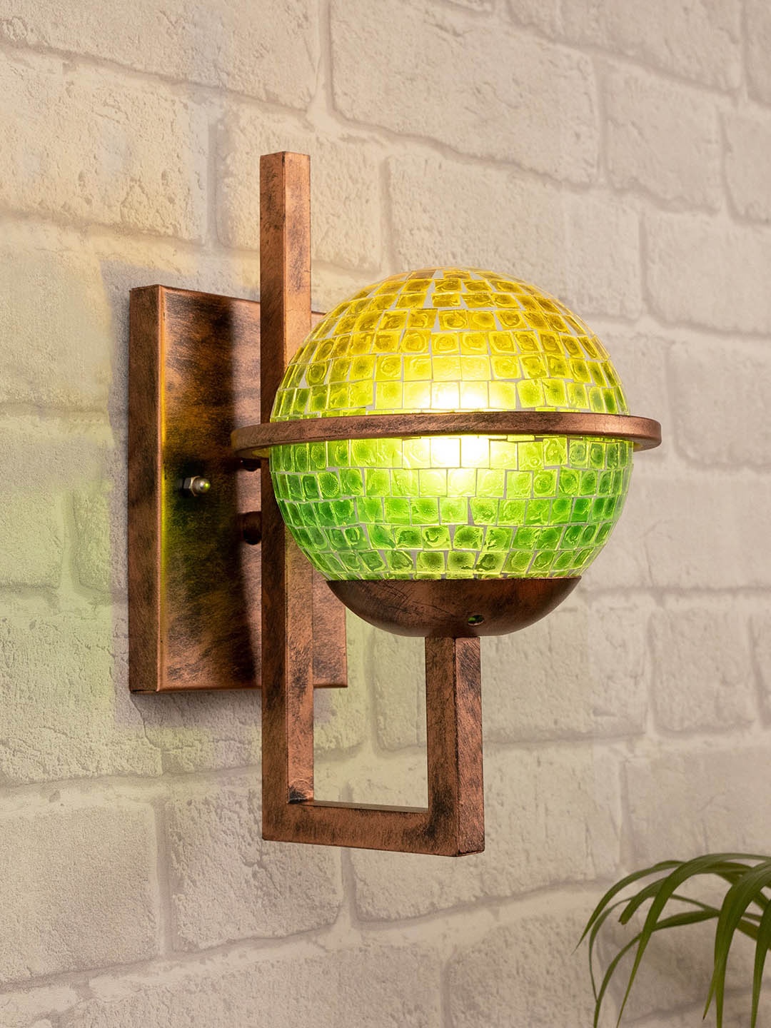 

Homesake Bronze Toned & Green Metal Side Wall Lamp, Copper