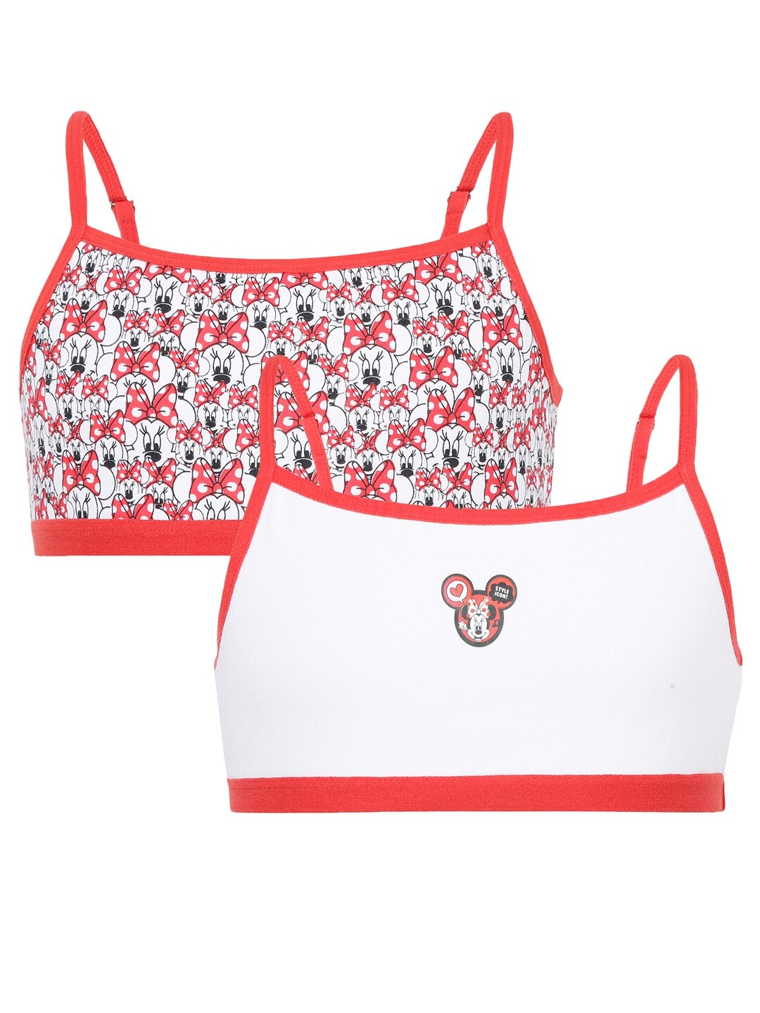 

Charm n Cherish Pack of 2 White & Red Minnie Mouse Printed Cotton Beginners Bra