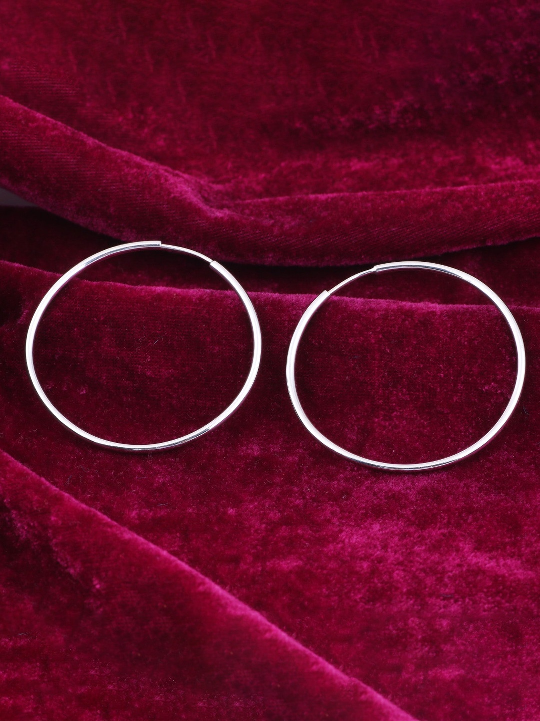 

Silgo Silver-Toned Contemporary Hoop Earrings