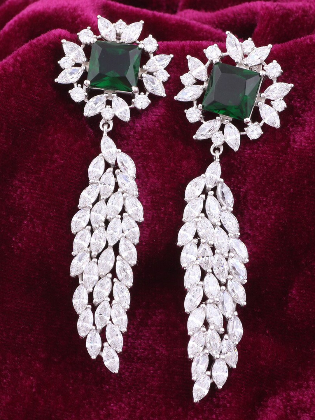 

Silgo Silver-Toned Contemporary Drop Earrings