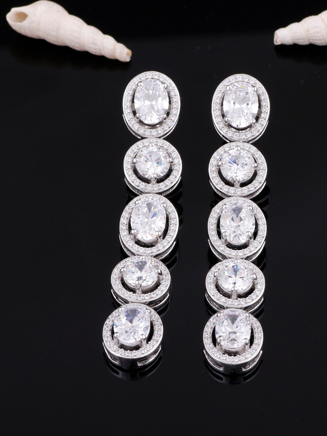 

Silgo Silver-Toned Contemporary Studs Earrings