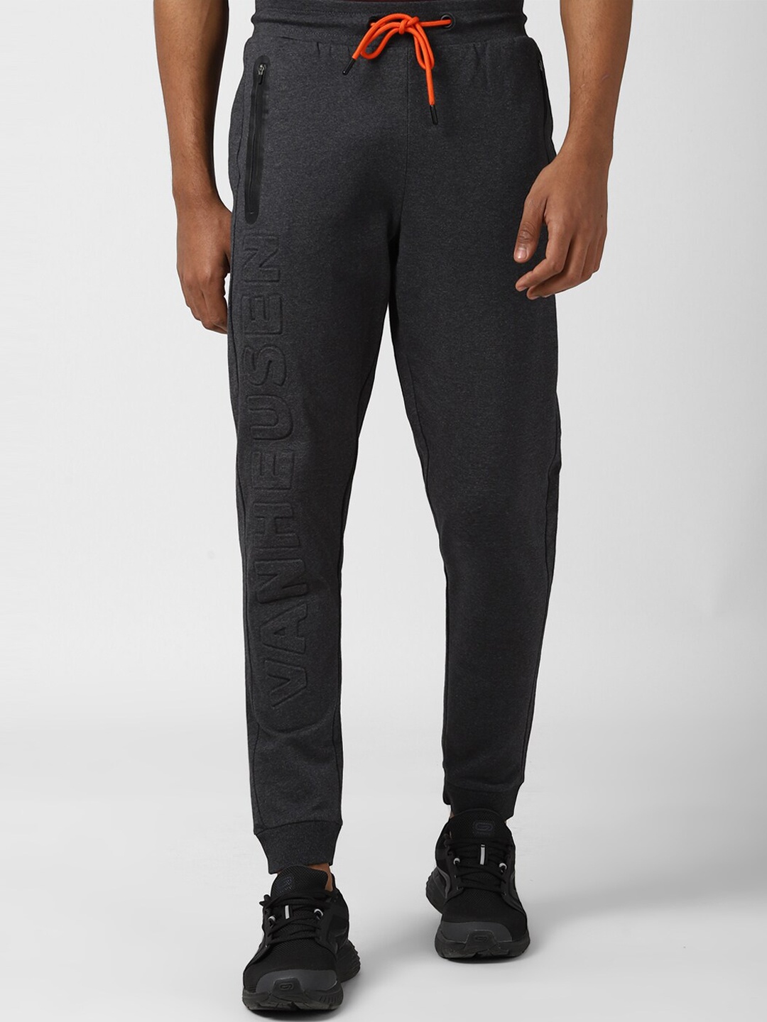 

Van Heusen Flex Men Grey Solid Slim-Fit Joggers