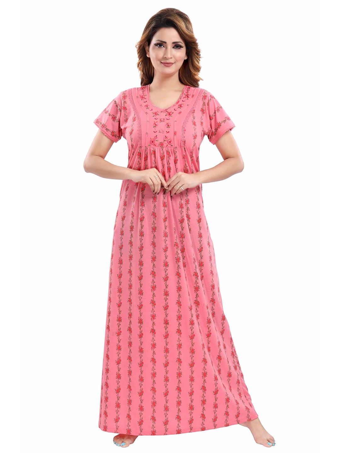 

9shines Label Rose Embroidered Maxi Nightdress