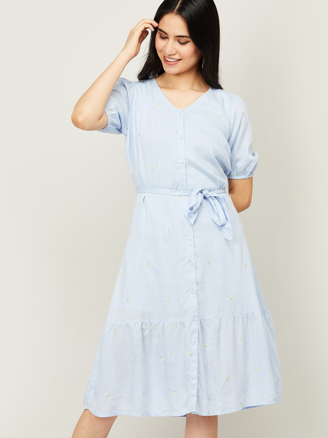 

Bossini Blue Striped A-Line Dress