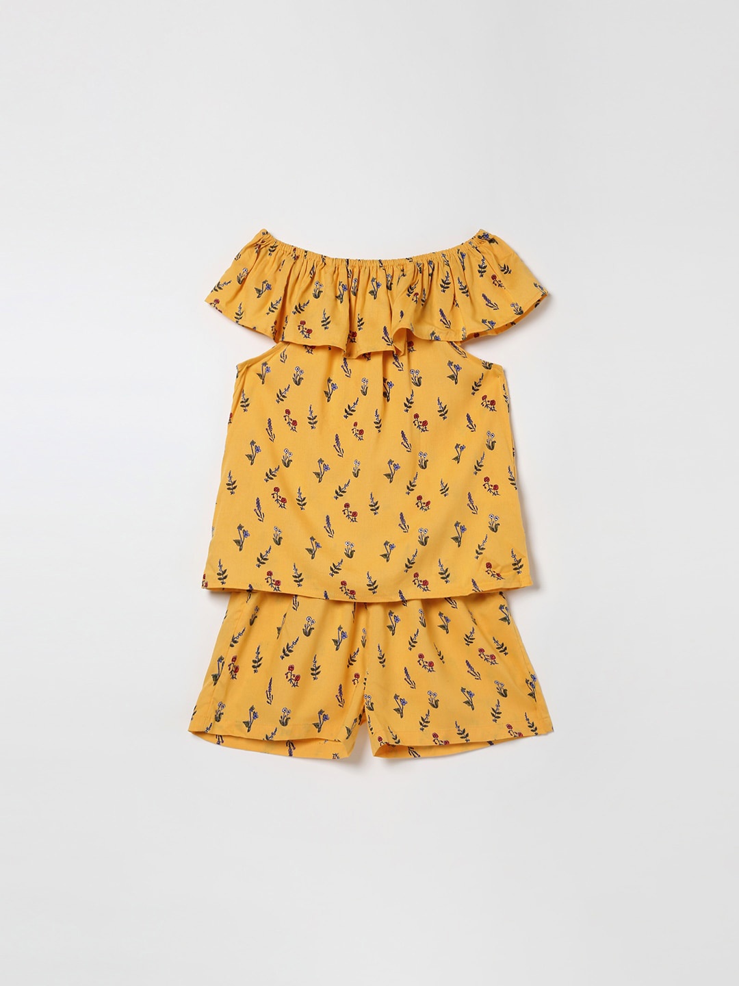 Fame Forever by Lifestyle Yellow Floral Off-Shoulder Drop-Waist Dress