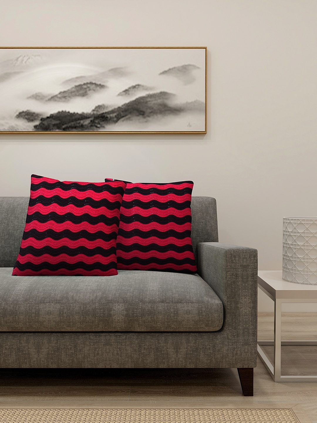 

KLOTTHE Set Of 2 Multicolor Square Floor Cushion covers with fillers, Multi