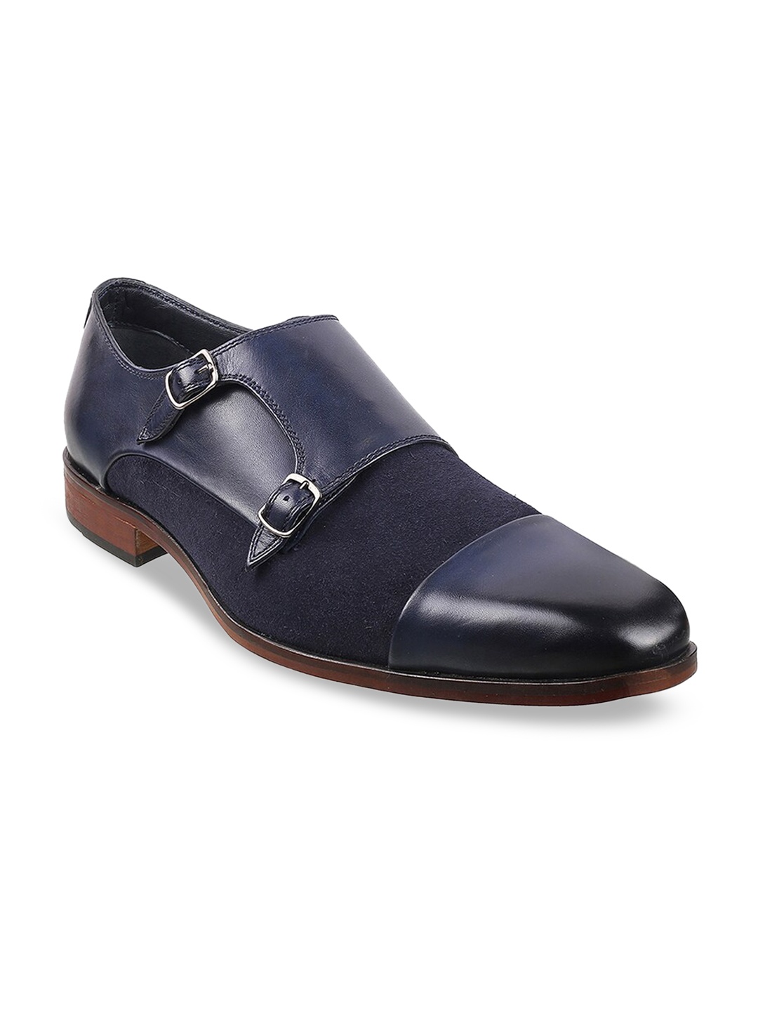 

DAVINCHI Men Navy Blue Solid Formal Monks