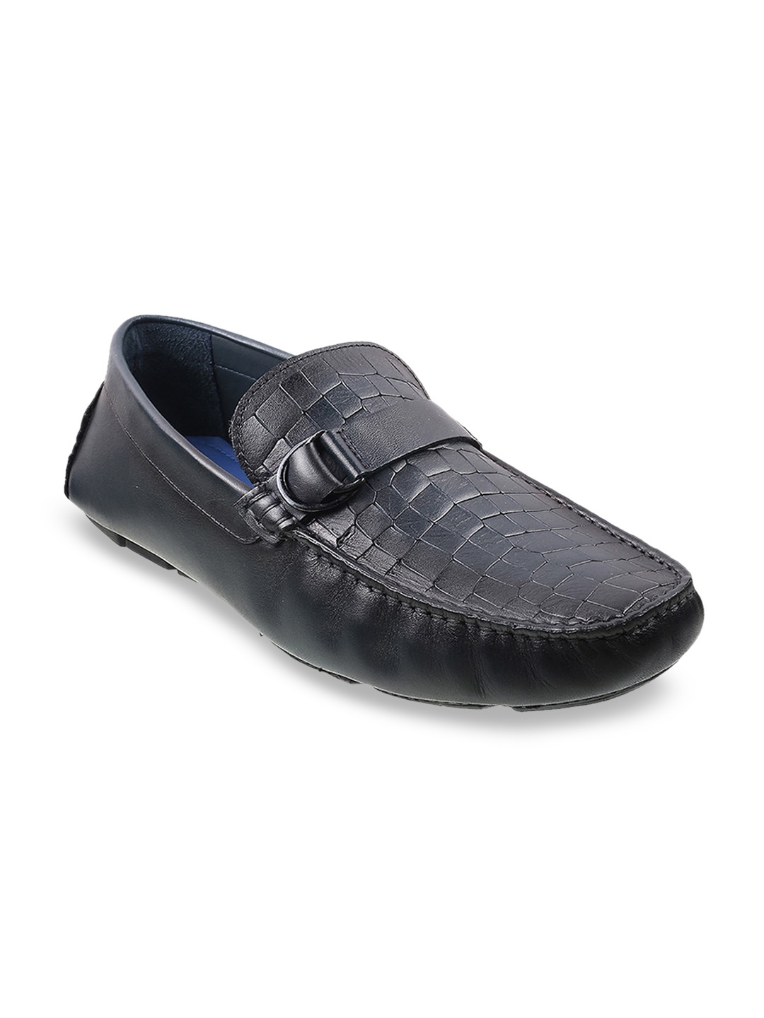 

DAVINCHI Men Blue Textured Leather Loafers