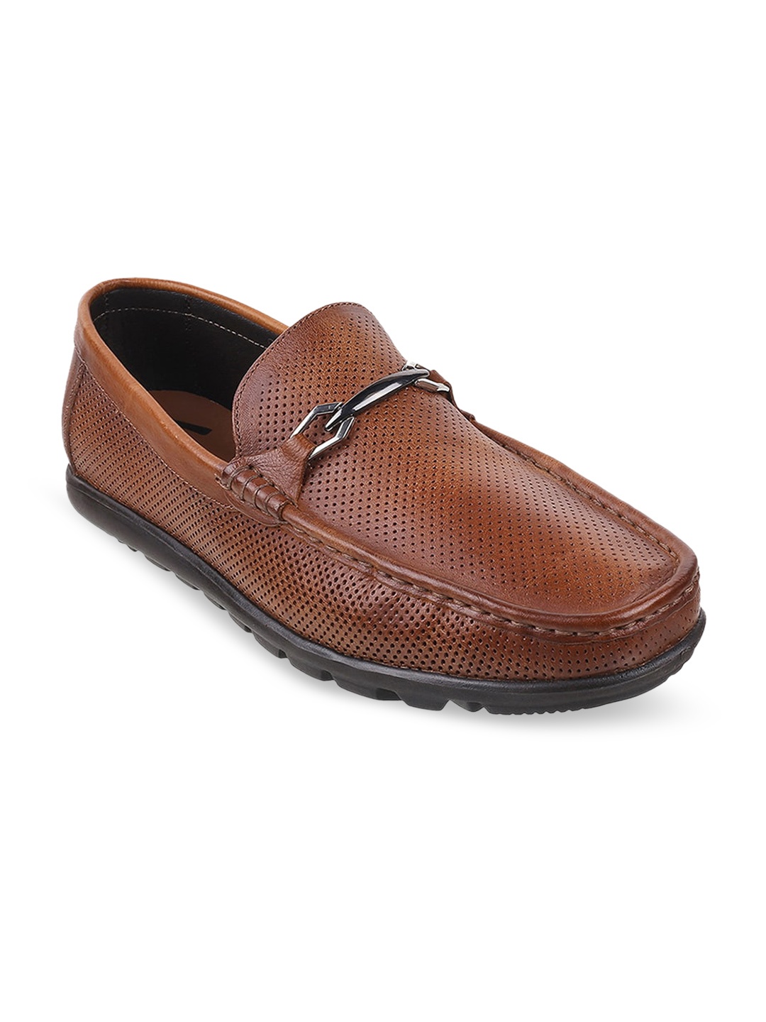 

DAVINCHI Men Maroon Textured Leather Loafers