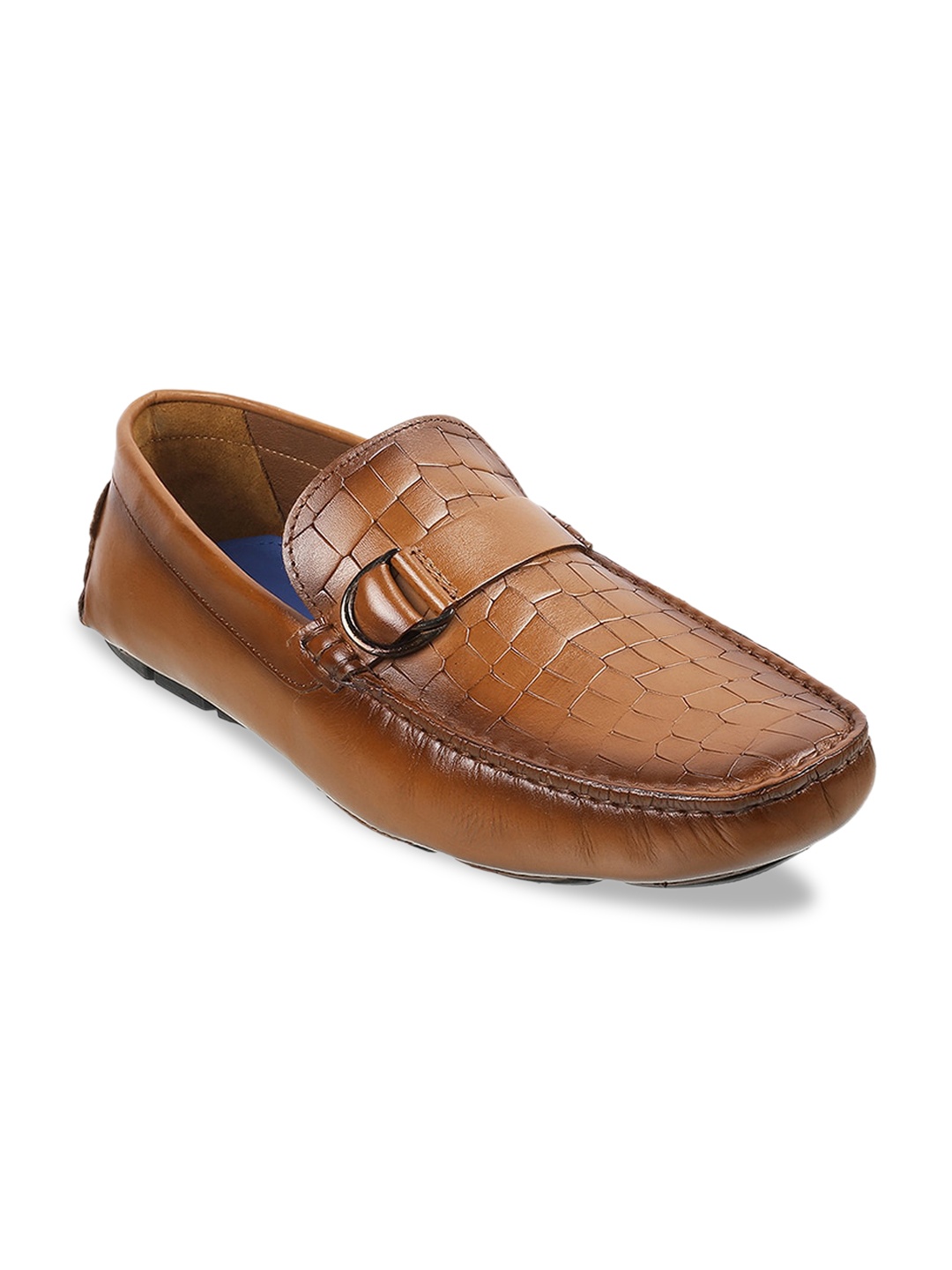 

DAVINCHI Men Tan Printed Leather Loafers