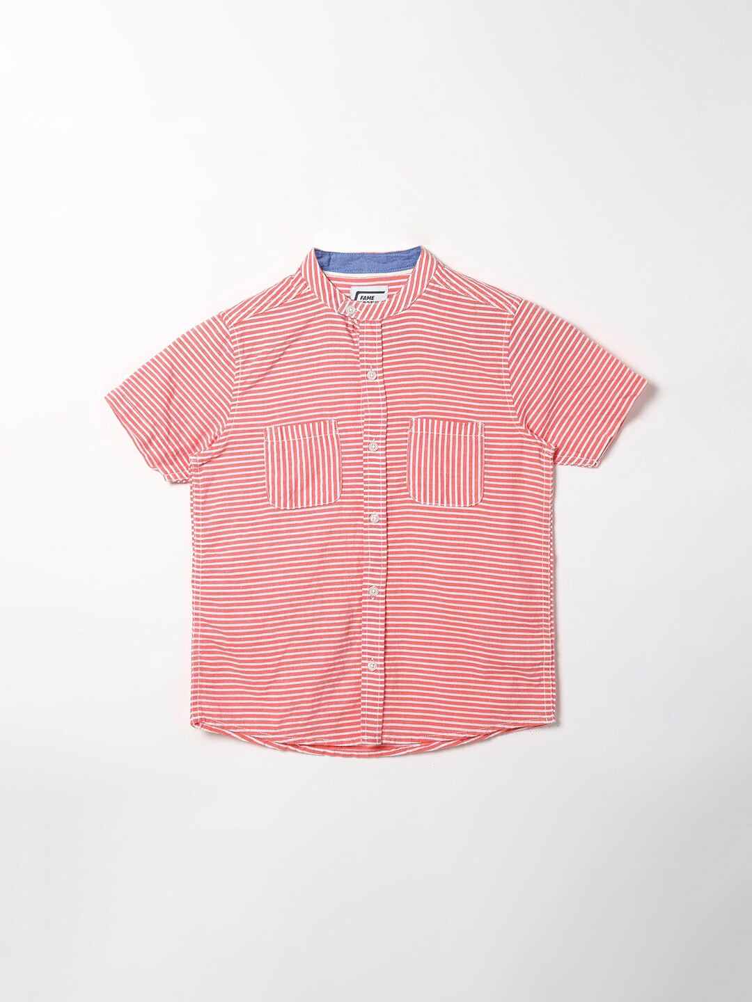 

Fame Forever by Lifestyle Boys Coral & White Striped Casual Shirt