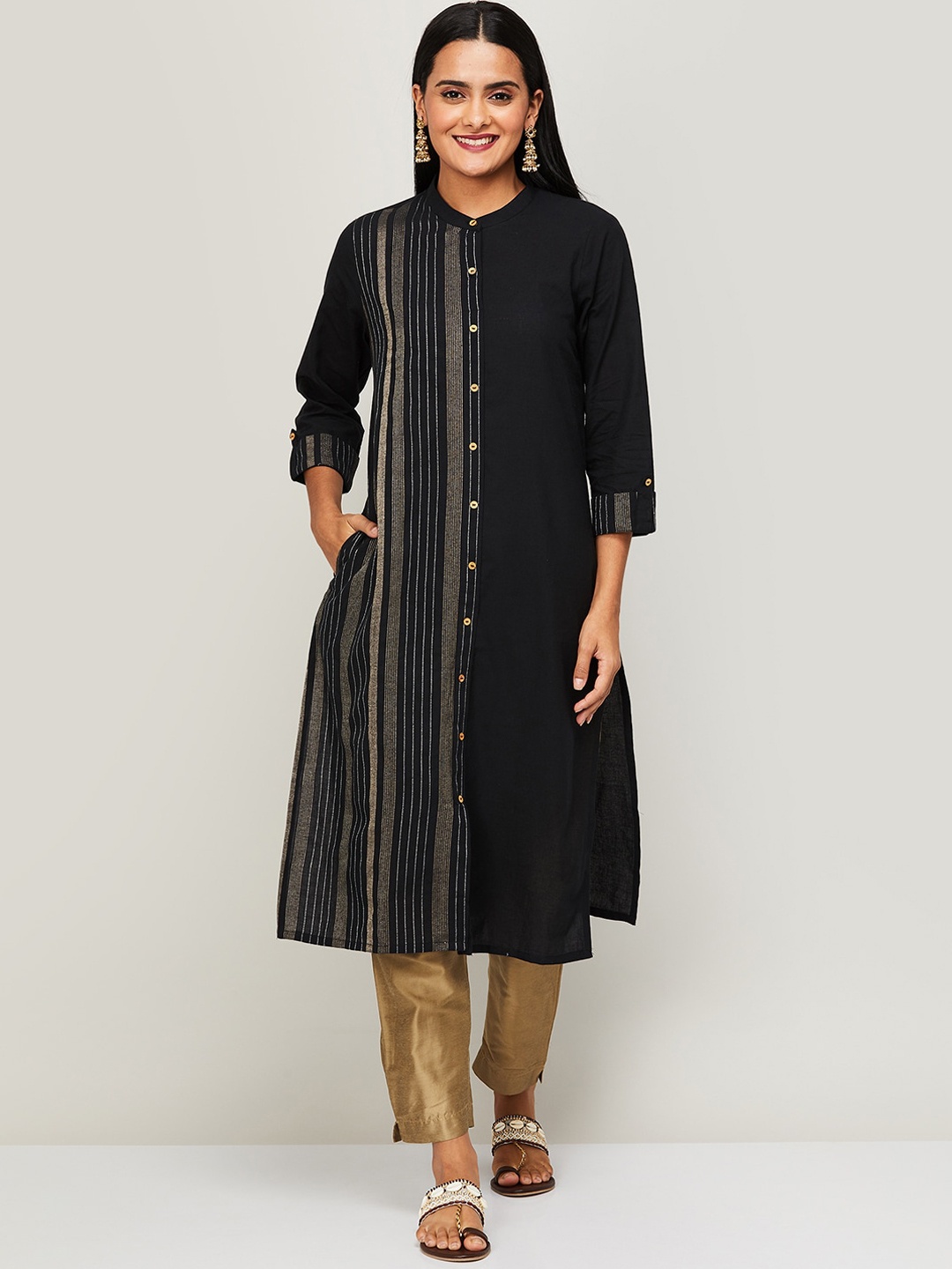 

Melange by Lifestyle Women Black Thread Work Kurta