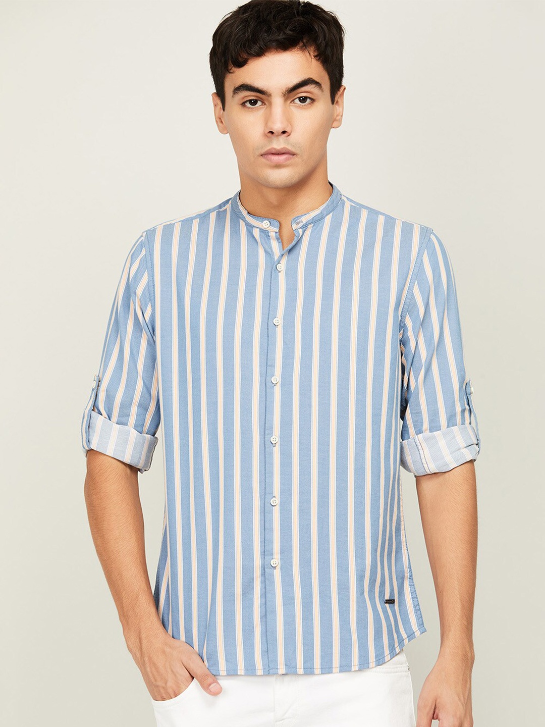 

Bossini Men Blue & White Striped Casual Shirt