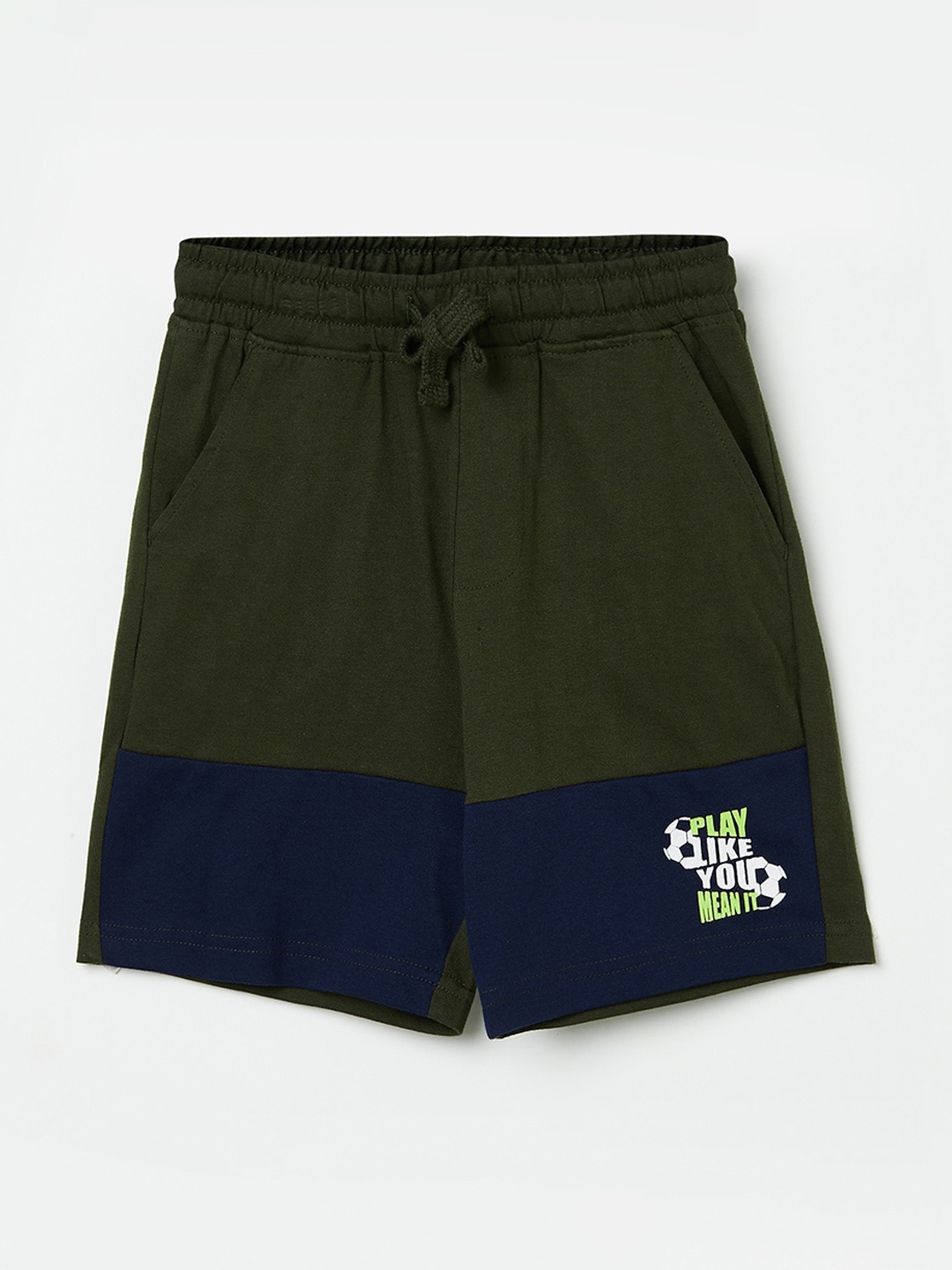 

Fame Forever by Lifestyle Boys Olive Green Colourblocked Shorts