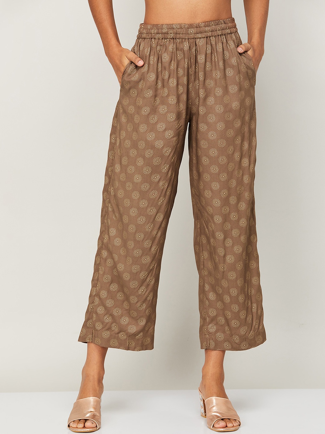 

Melange by Lifestyle Women Brown Ethnic Motifs Printed Trousers