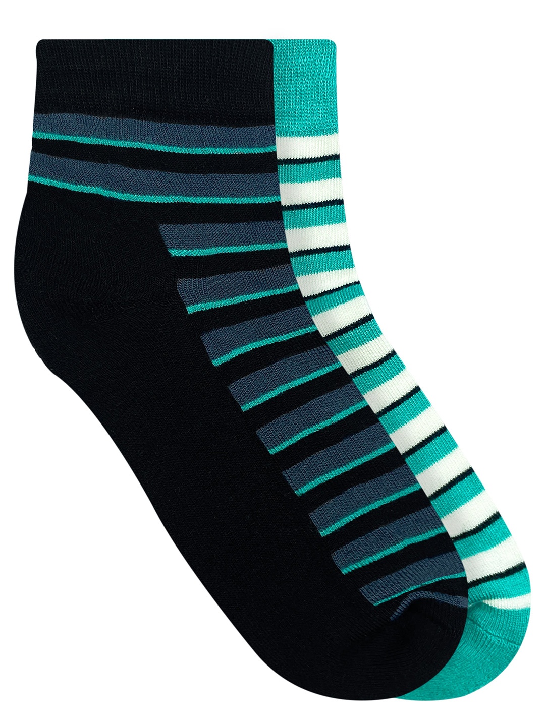 

Heelium Men Pack Of 2 Striped Ankle-Length Socks, Black