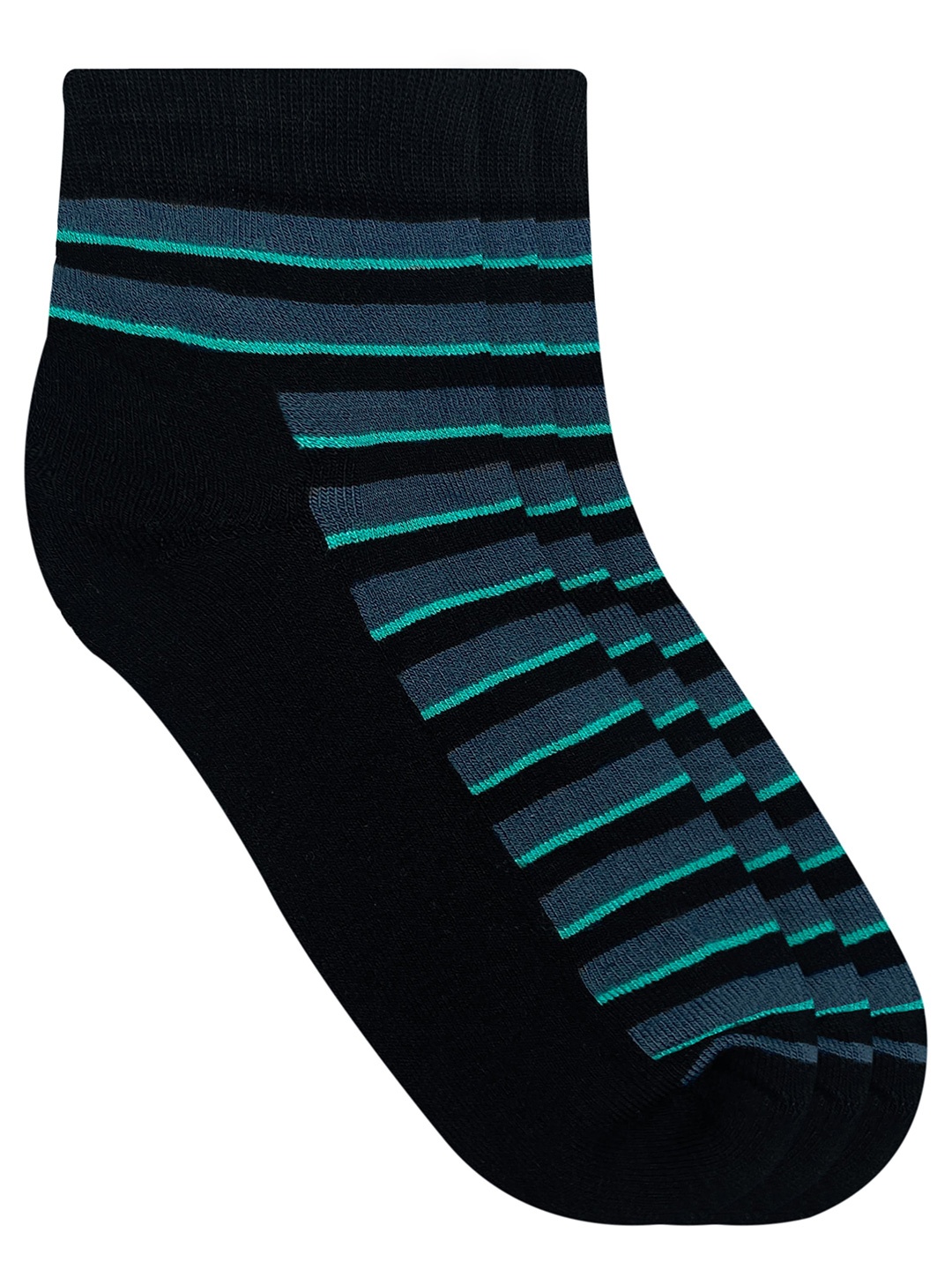 

Heelium Men Pack Of 3 Striped Ankle-Length Socks, Black