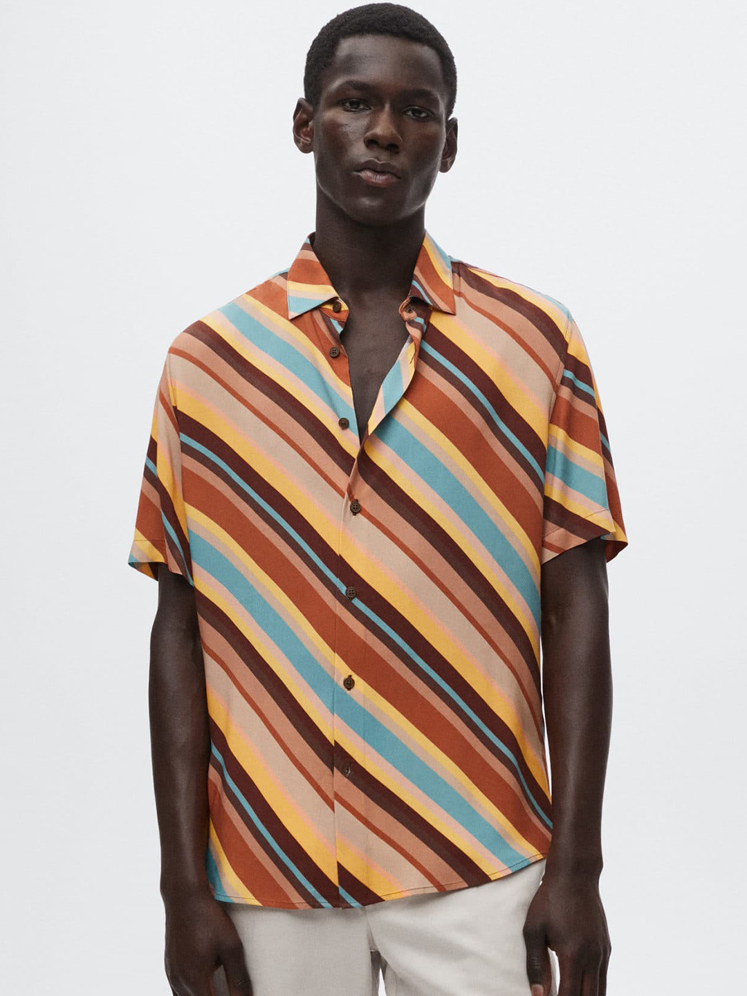 

MANGO MAN Multicoloured Striped Casual Shirt, Multi