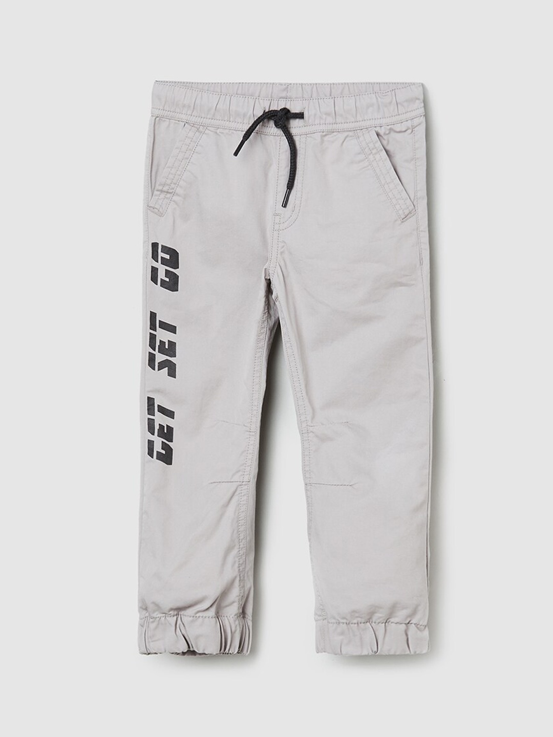 

max Boys Grey Solid Cotton Track Pants