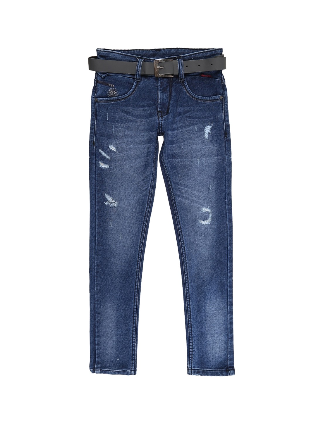 

V-Mart Boys Blue Mildly Distressed Light Fade Stretchable Jeans